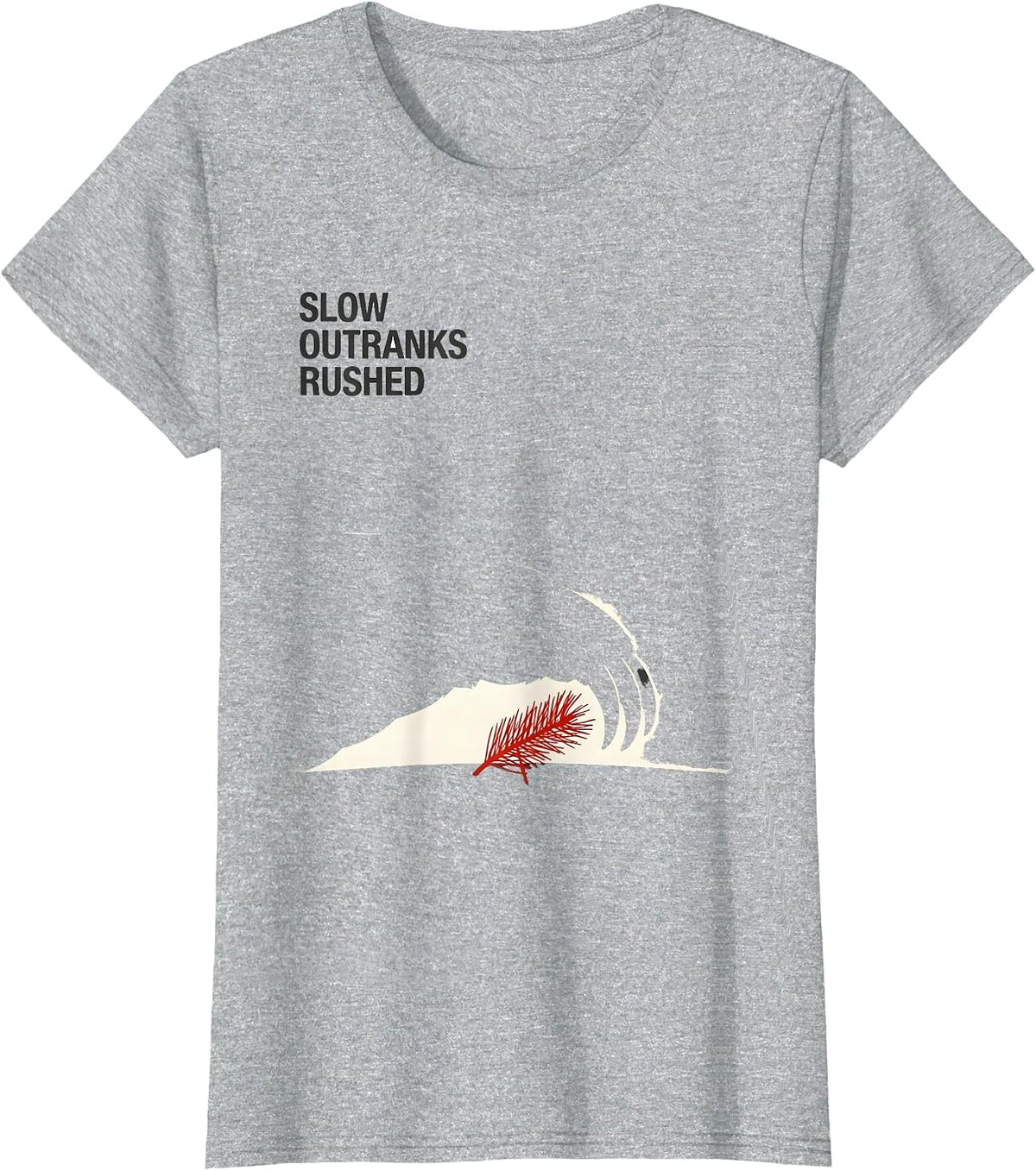 Slow Outranks Rushed Funny Sloth Lover Christmas Ugly T-Shirt - Heather Grey