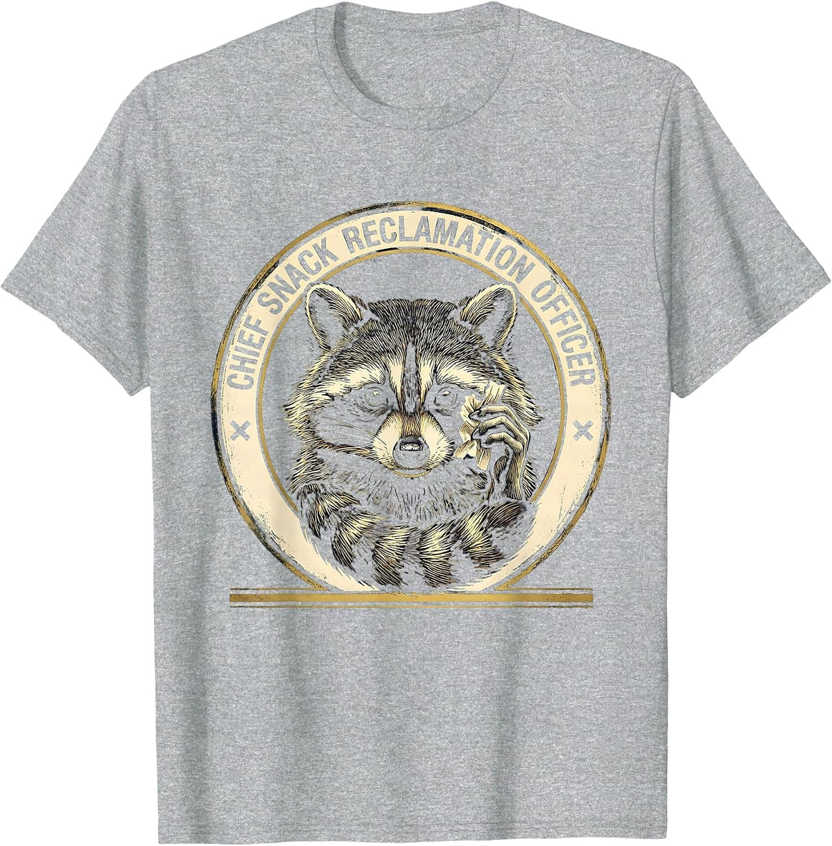 Men's Chief Snack Reclamation Officer Funny Raccoon Trash Panda T-Shirt - Heather Grey