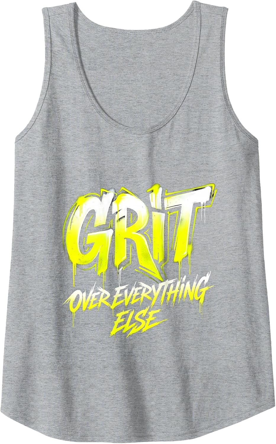 Grit Over Everything Motivational Design Tank Top - Heather Grey