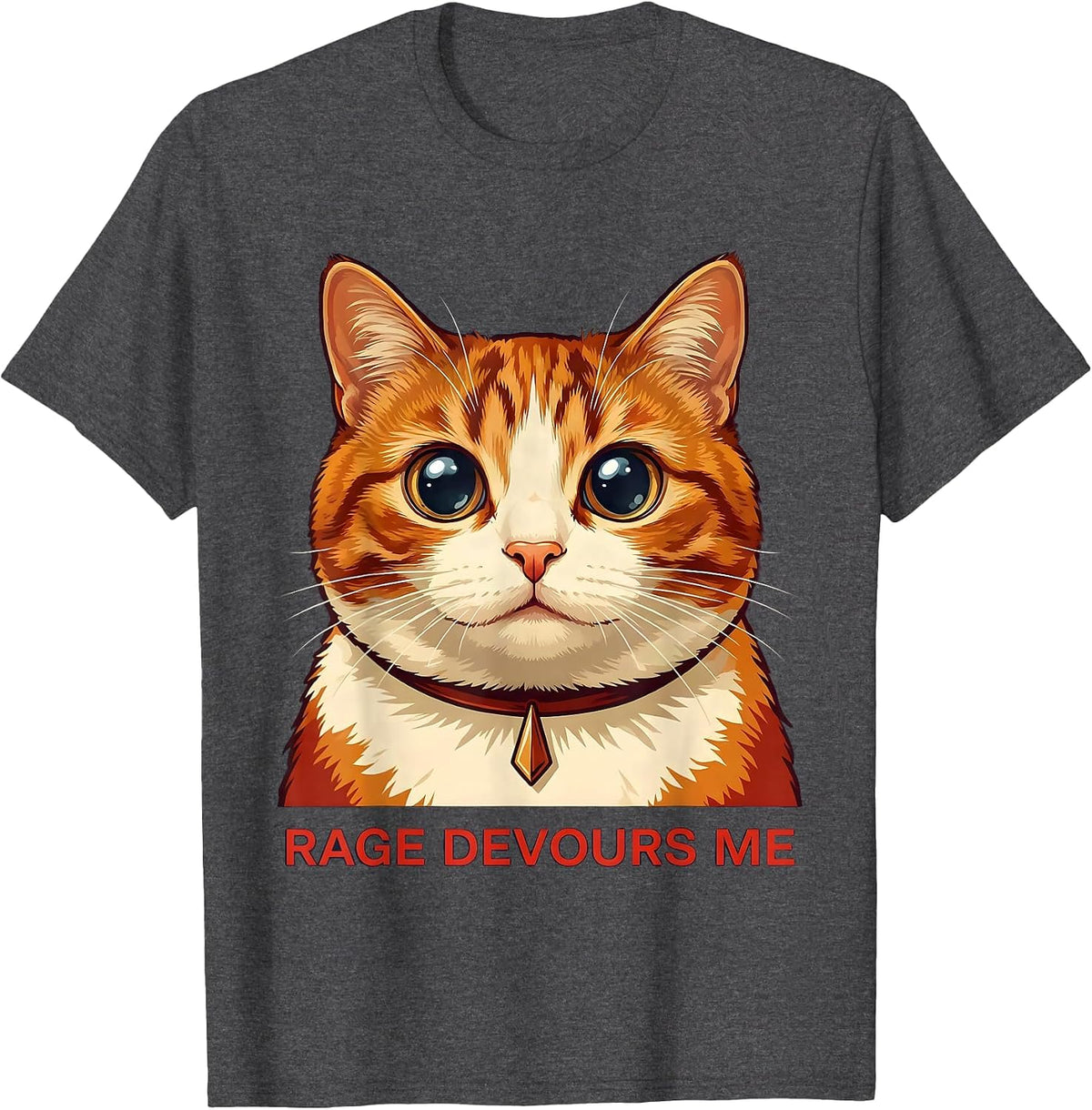 Rage Devours Me Hyper-detailed Cat Portrait Meme Humor T-Shirt - Dark Heather Grey