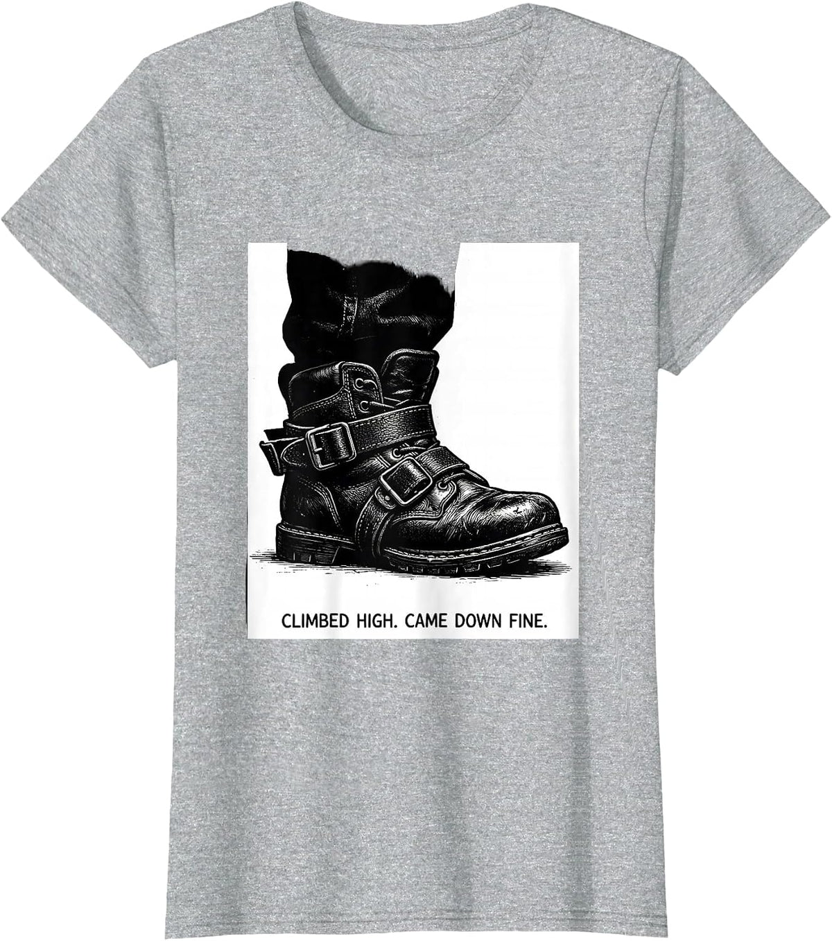 Women's Climbed High Came Down Fine Funny Electrician Skeleton Trade T-Shirt - Heather Grey