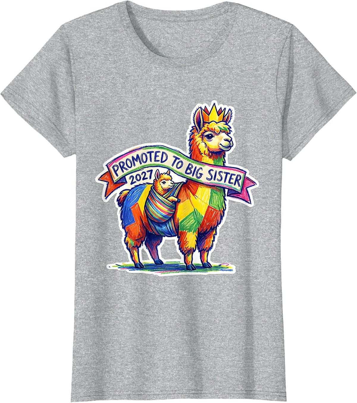 Promoted To Big Sister 2027 Funny Sibling Gift Novelty T-Shirt - Heather Grey