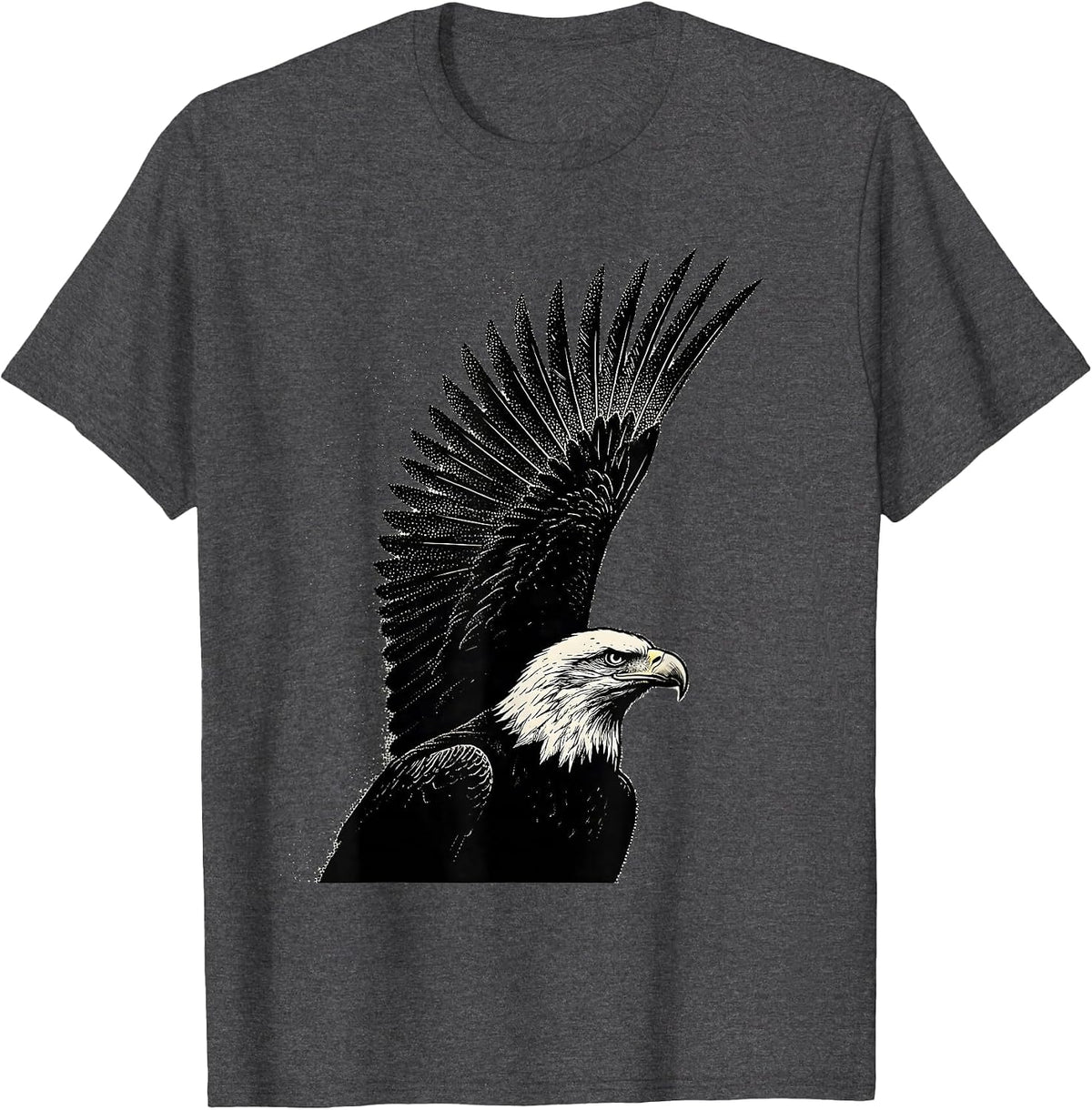 Bald Eagle Climbing Dotwork Eagle Lover Pride T-Shirt - Dark Heather Grey