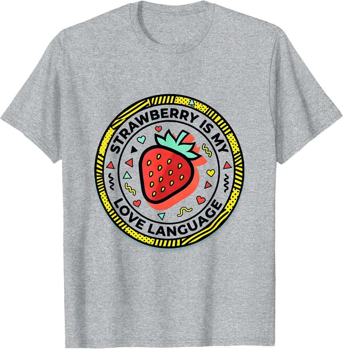 Men's Strawberry Is My Love Language Fruit Design T-Shirt - Heather Grey