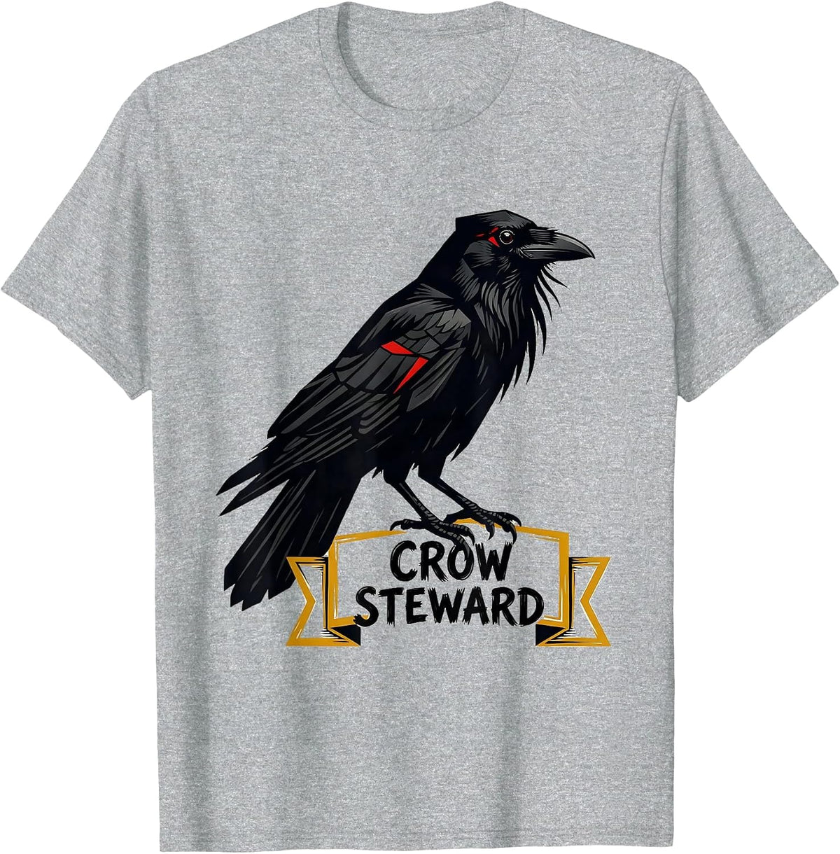 Men's Crow Steward Gothic Nature Raven Bird Enthusiast Dark Humor T-Shirt - Heather Grey