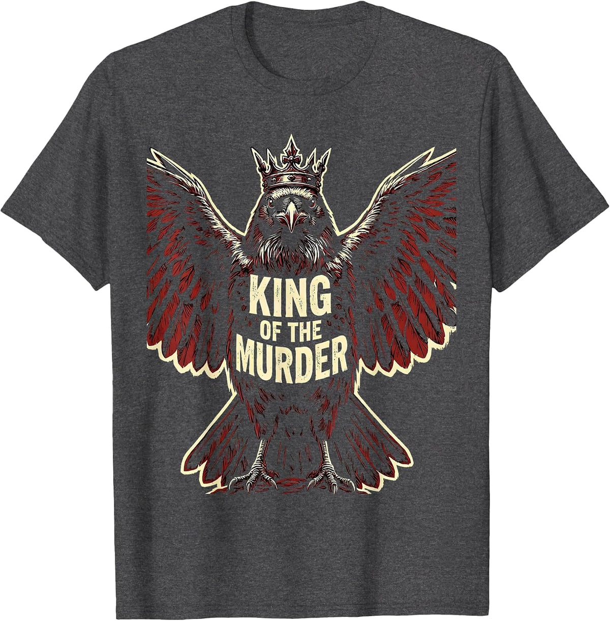 Men's King of the Murder Crow Graphic Design T-Shirt - Dark Heather Grey