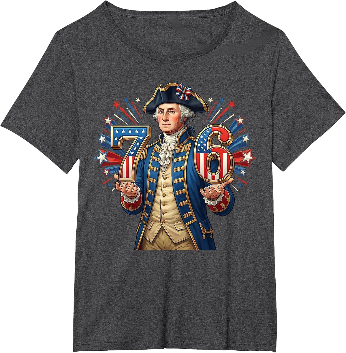 6-7 7-6 George Washington Seven Six Funny 1776 4th of July T-Shirt - Dark Heather Grey