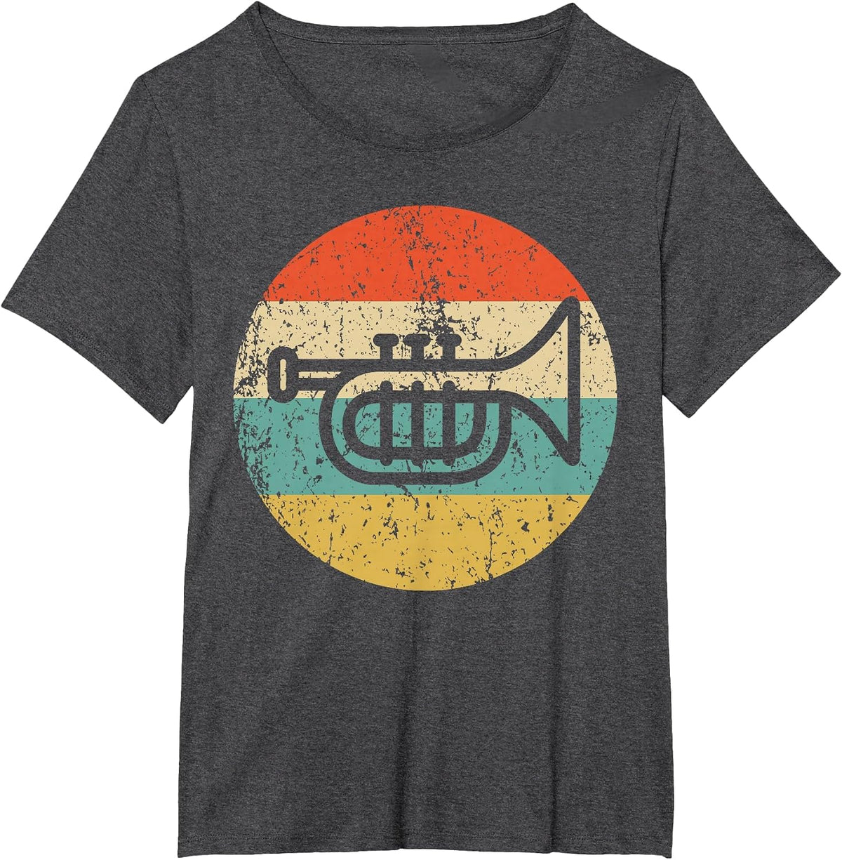 Trumpet Retro Style Music T-Shirt - Dark Heather Grey
