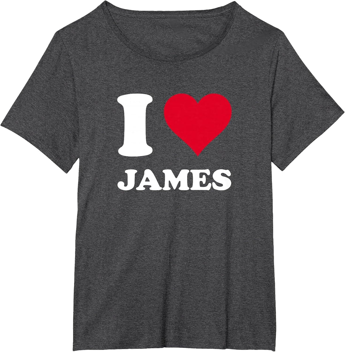 Red Heart I Love James T-Shirt - Dark Heather Grey