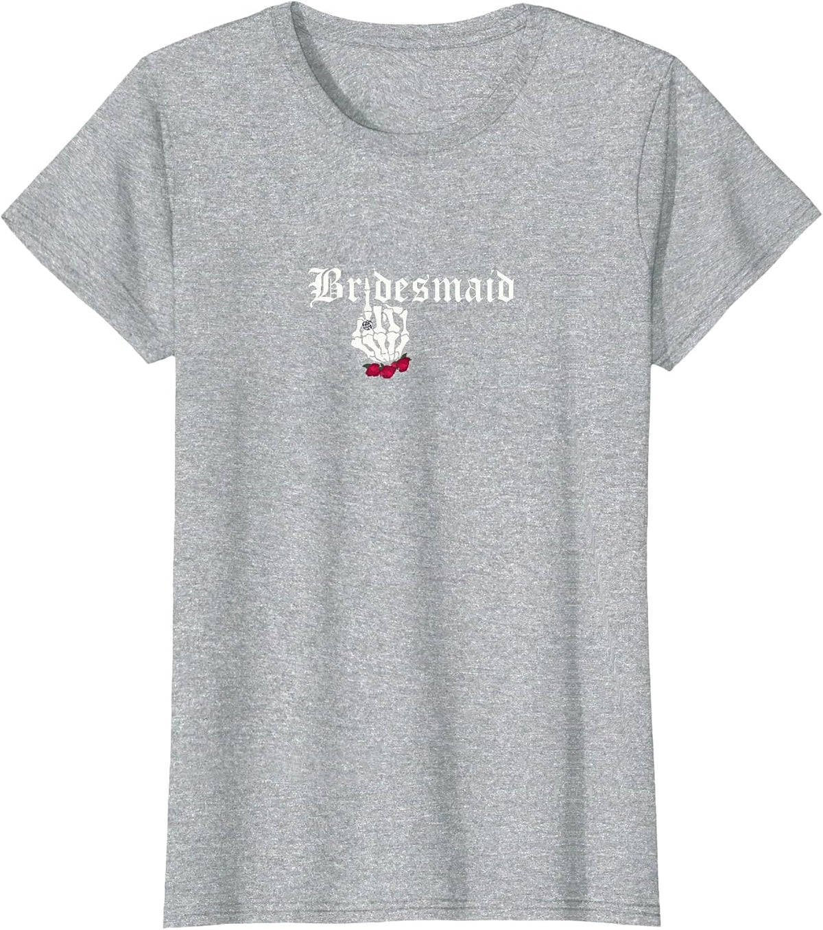 Bridesmaid Skull Roses Gothic Goth Bride Wedding T-Shirt - Heather Grey