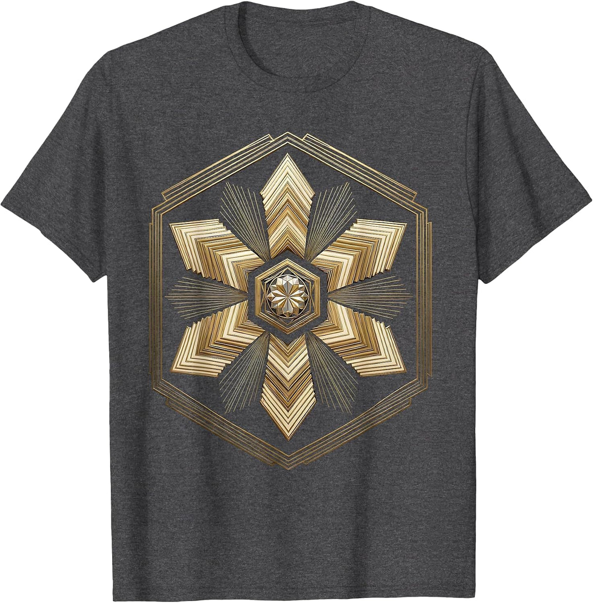 Men's Six Arrows Radiating From Center Graphic Design T-Shirt - Dark Heather Grey