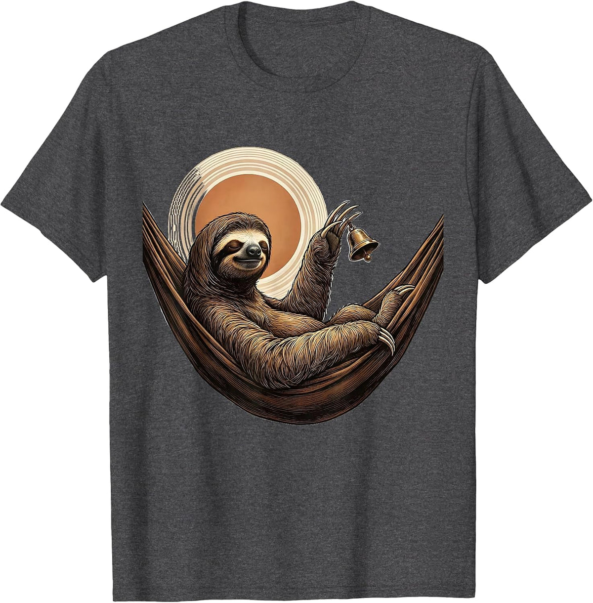 Sloth Hammock Vintage Funny Lazy Humor T-Shirt - Dark Heather Grey