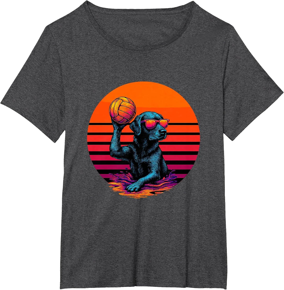 Retro Dog Playing Water Polo Water Polo Player T-Shirt - Dark Heather Grey