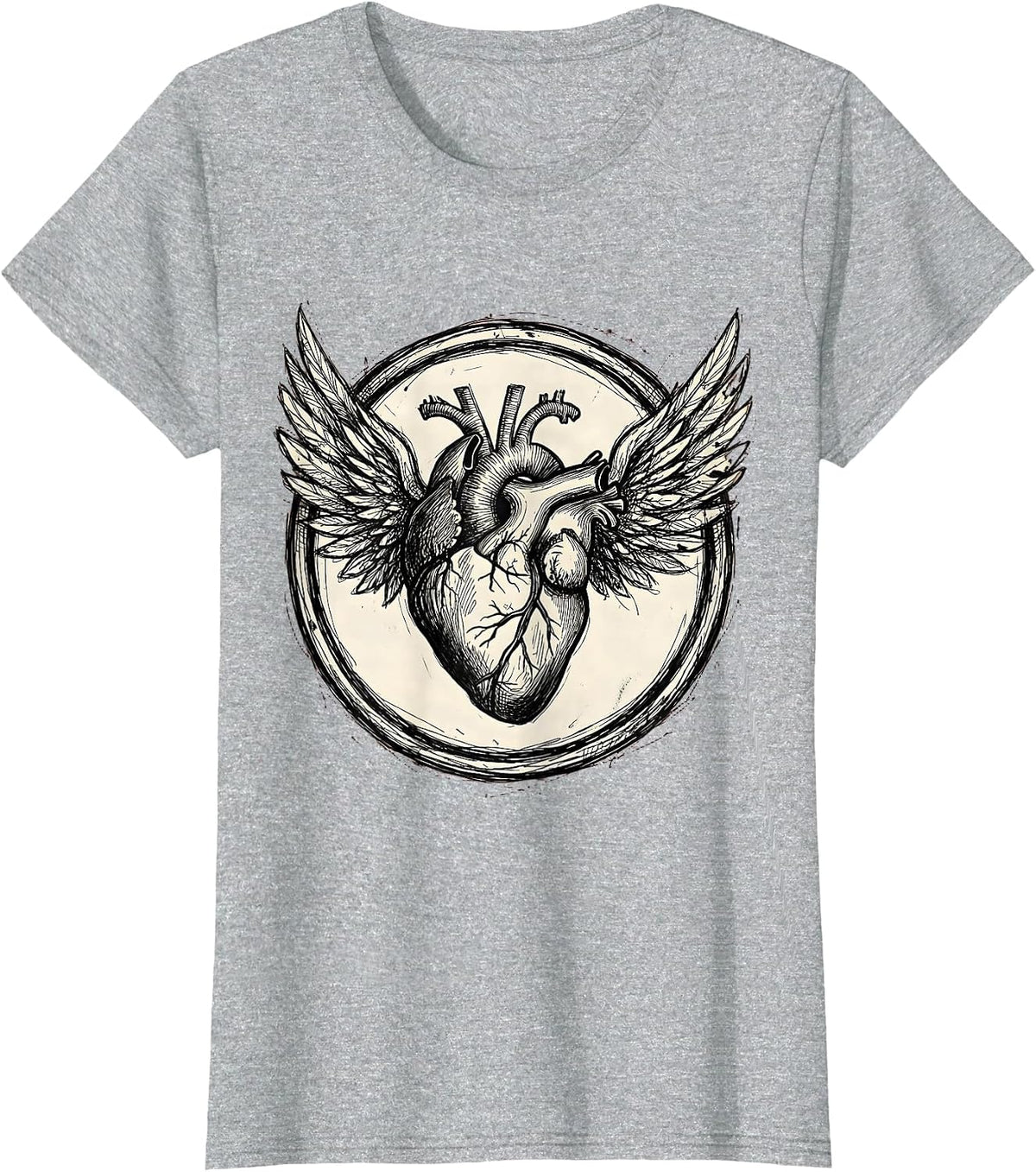 Anatomical Heart With Wings Medical Assistant Gift T-Shirt - Heather Grey