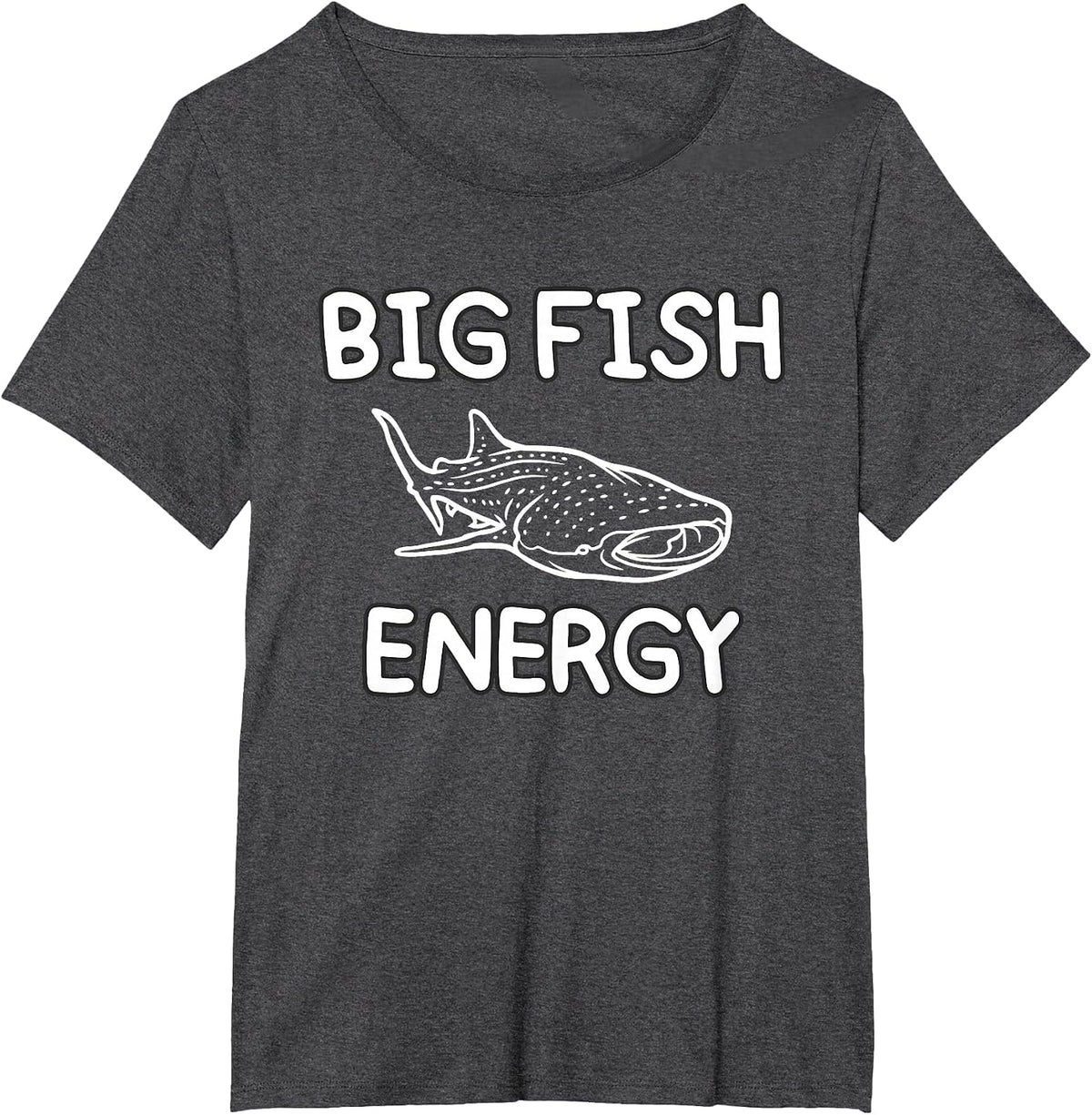 Big Fish Energy Cute Funny Whale Shark Ocean T-Shirt - Dark Heather Grey