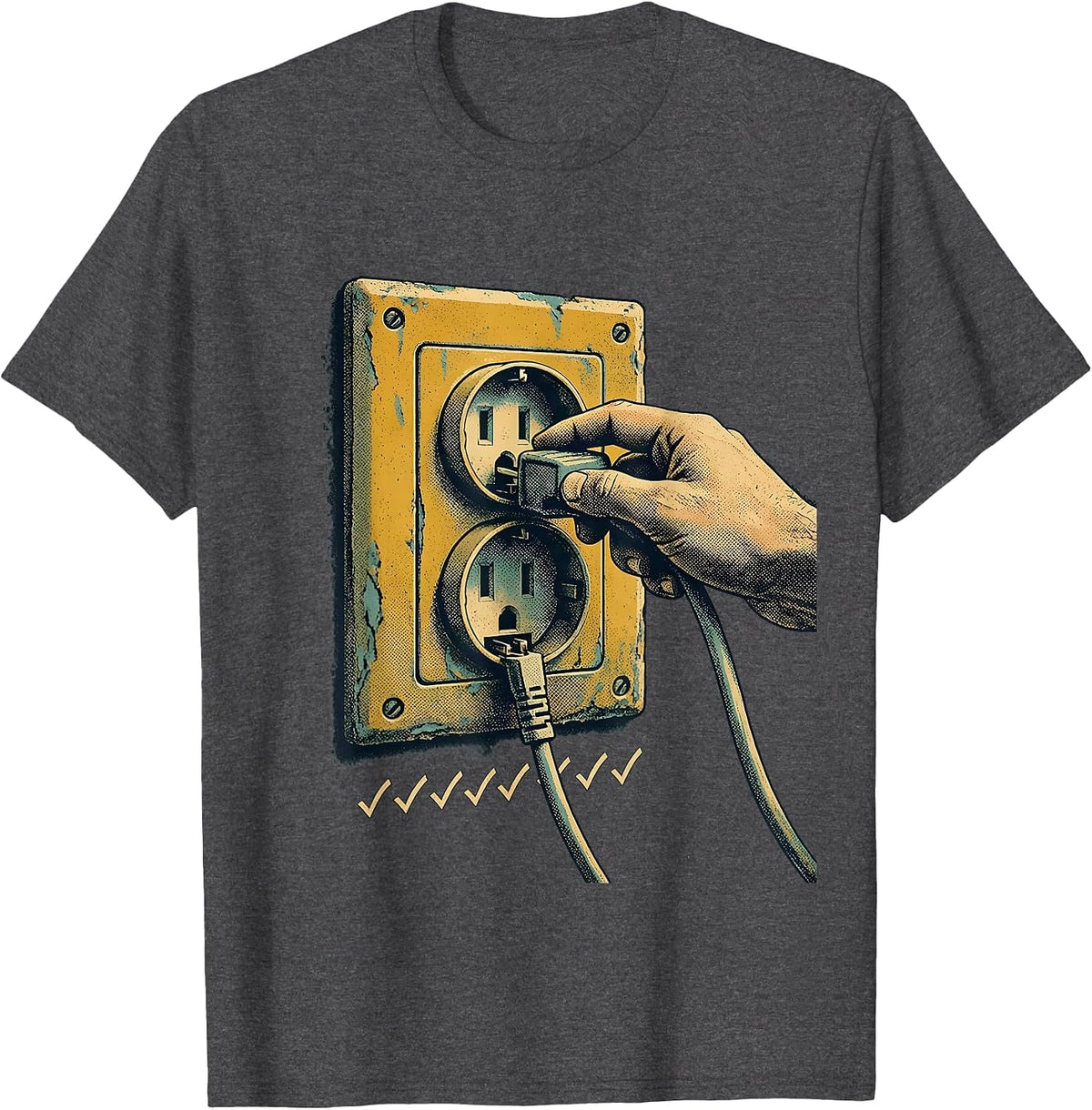 Tech Support Outlet Funny IT Humor Gift T-Shirt - Dark Heather Grey