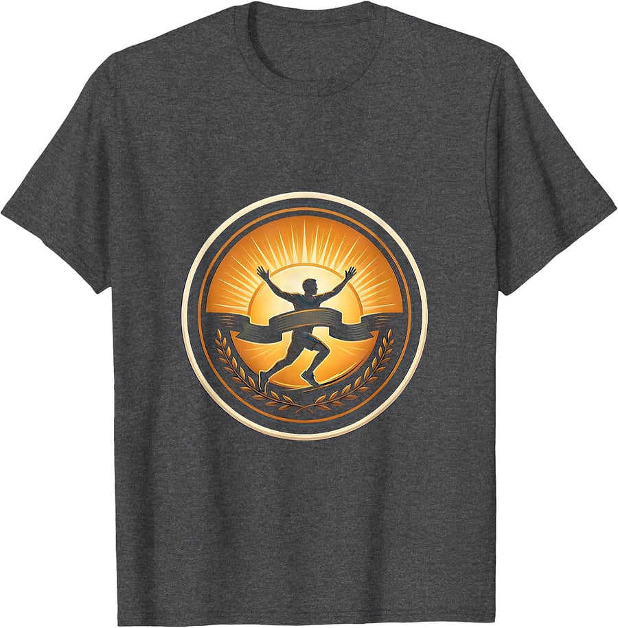 Men's Hard Fought Hallelujah Marathon Finish Line T-Shirt - Dark Heather Grey