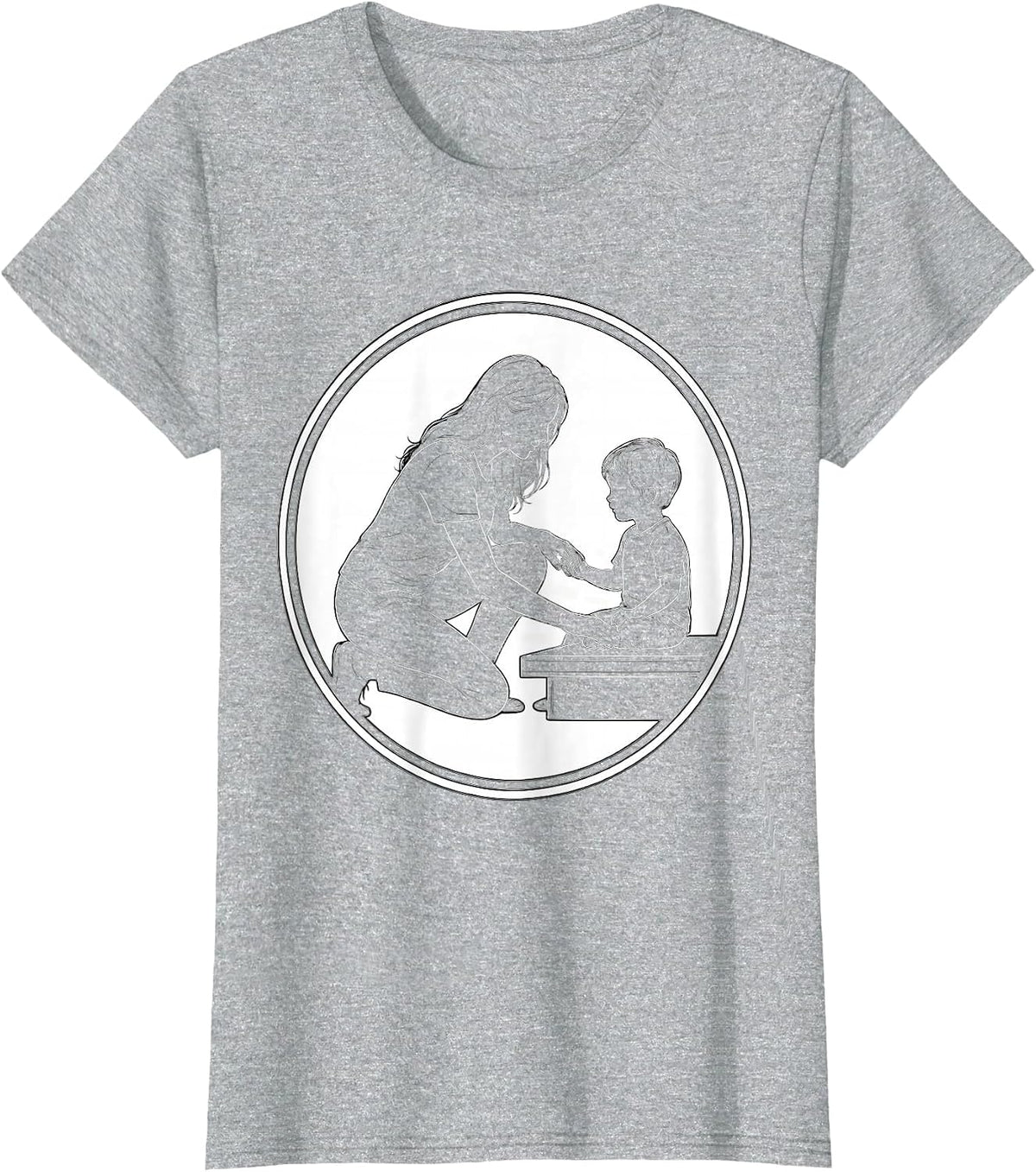 Paraprofessional Kneeling With Student Graphic T-Shirt - Heather Grey
