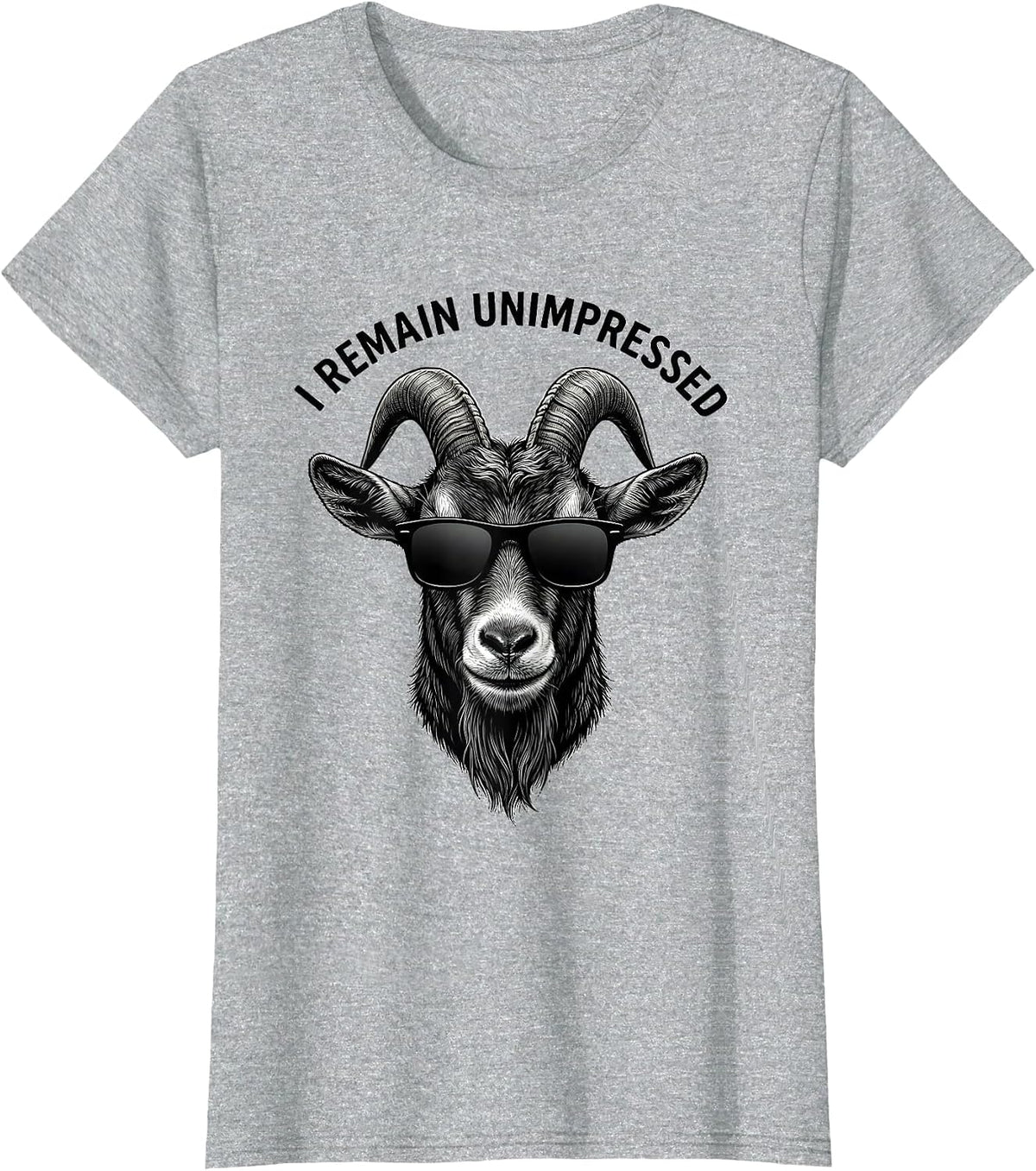 I Remain Unimpressed Funny Goat Humor Novelty Gift T-Shirt - Heather Grey