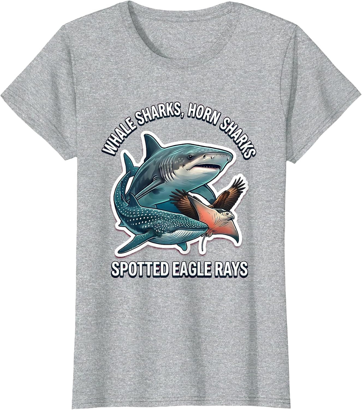 Whale Sharks, Horn Sharks, Spotted Eagle Rays Marine Biology T-Shirt - Heather Grey