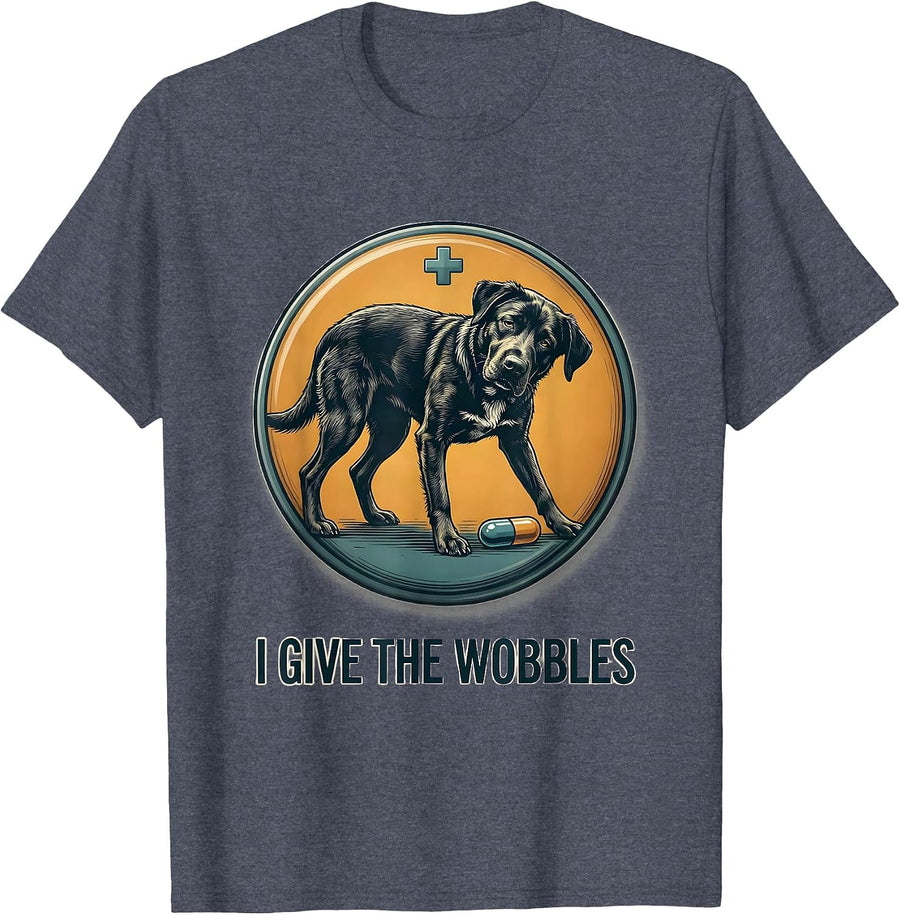 I Give The Wobbles Funny Veterinarian Gift Vet Tech Humor T-Shirt - Heather Blue