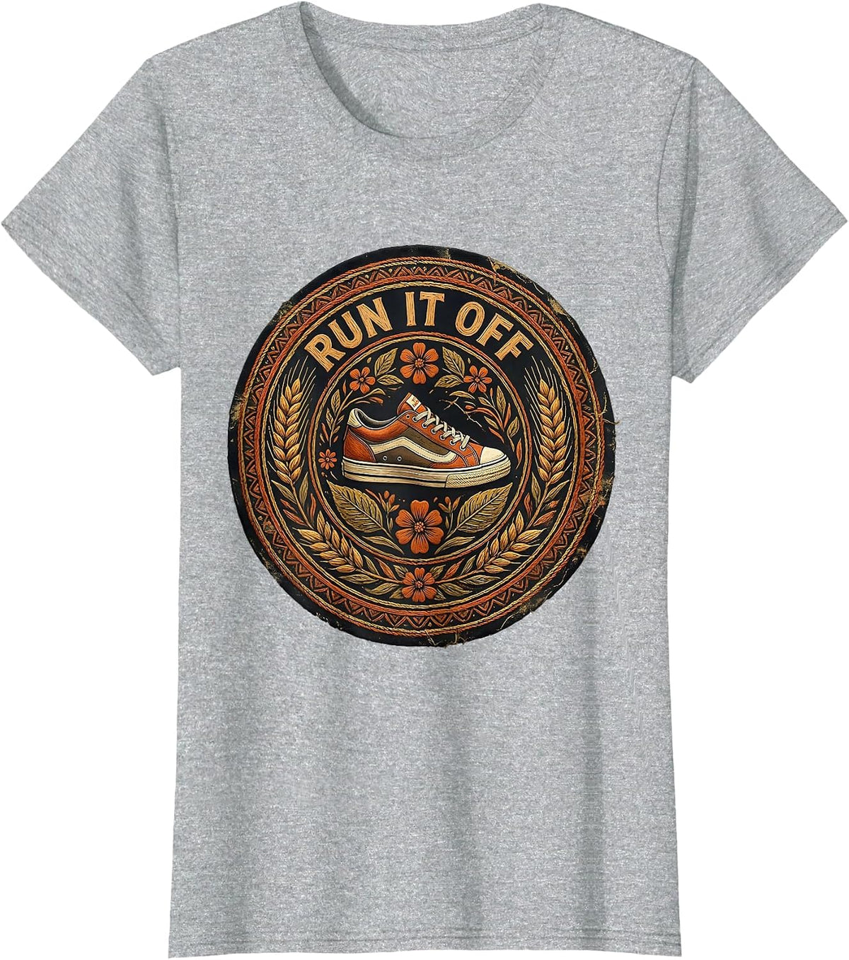 Run It Off PE Teacher Graphic Design T-Shirt - Heather Grey
