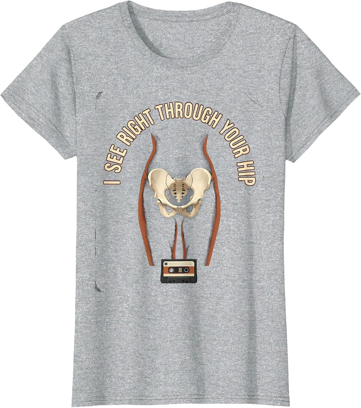 I See Right Through Your Hip Vintage Radiology Tech Humor T-Shirt - Heather Grey