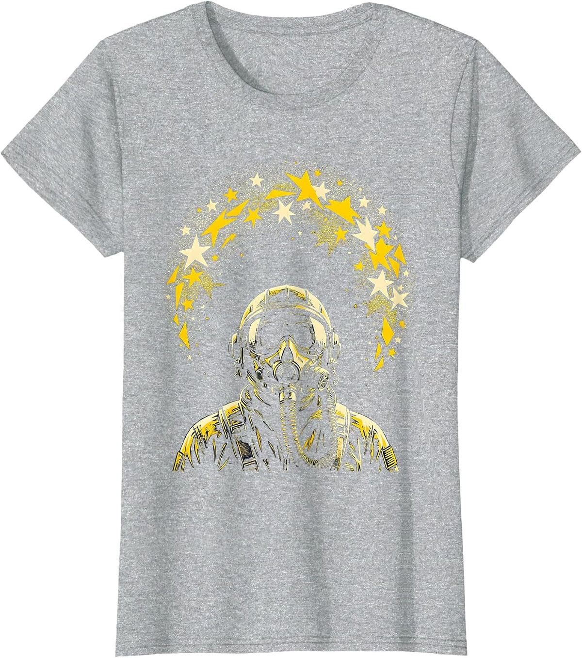 Lone Pilot Stargazing Night Sky Illustration T-Shirt - Heather Grey