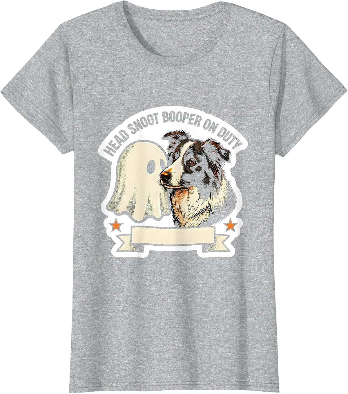 Women's Head Snoot Booper On Duty Funny Ghost Dog Lover Halloween T-Shirt - Heather Grey
