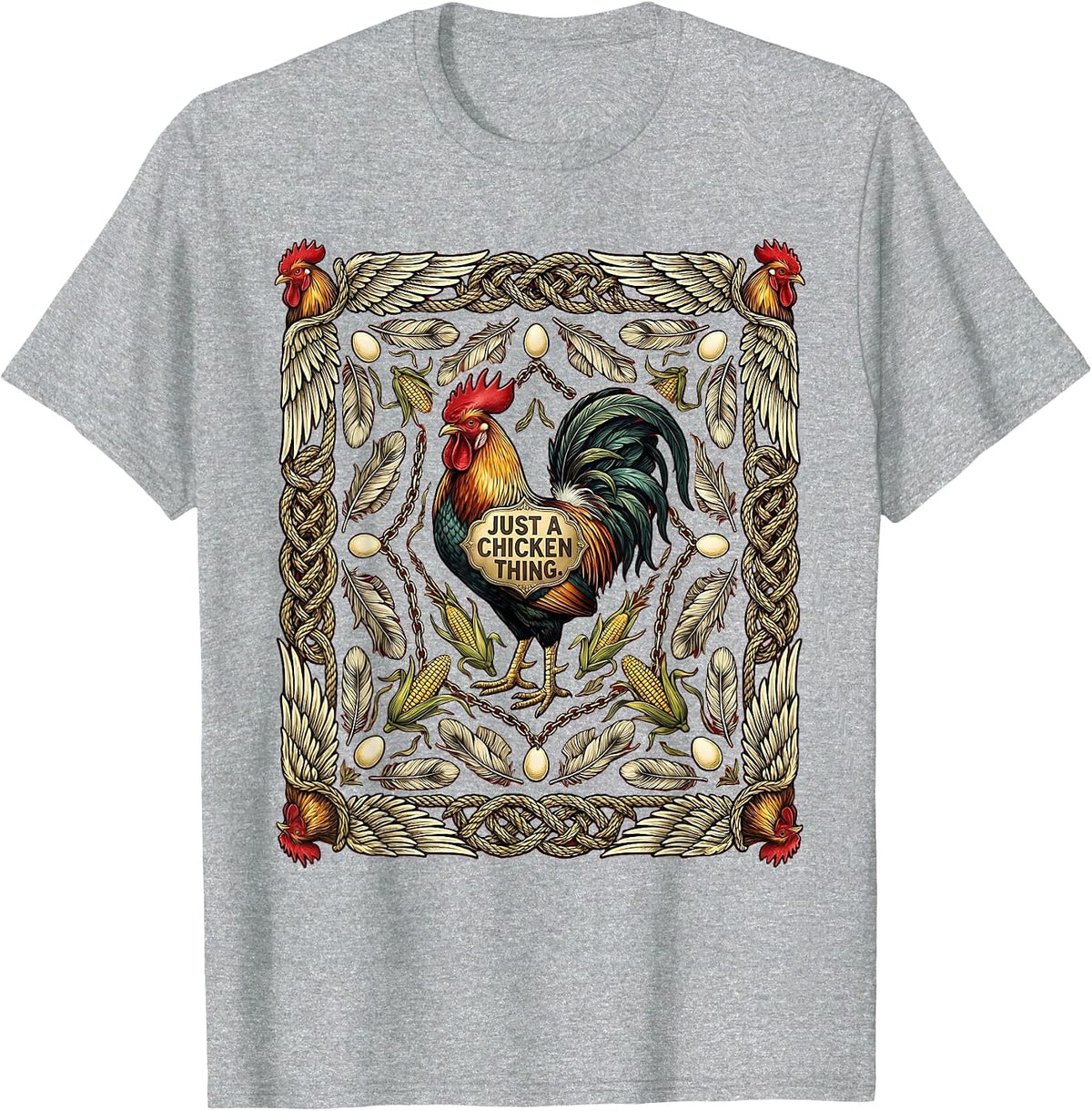 Men's Just a Chicken Thing Funny Poultry Lover Design T-Shirt - Heather Grey