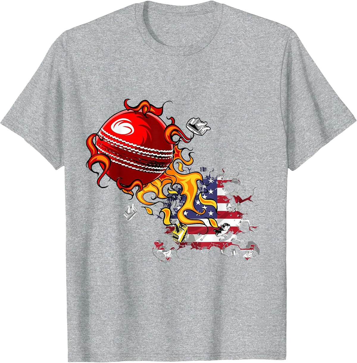 USA Cricket T-Shirt - Heather Grey