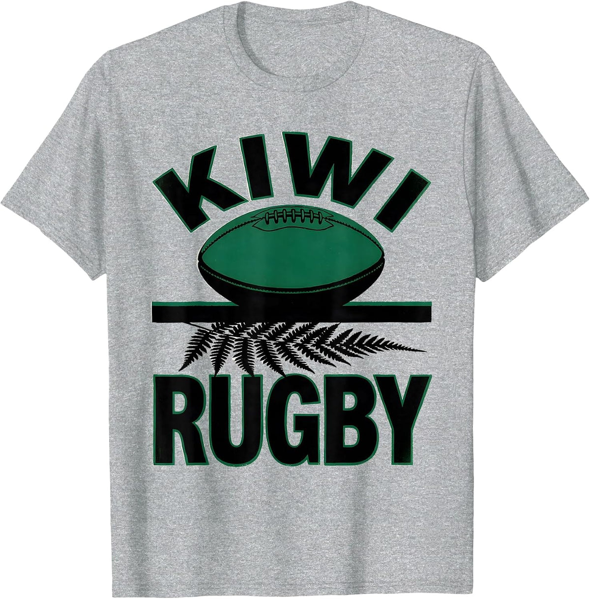 Men's KIWI RUGBY Patriotic Kiwi Rugby Fan New Zealand Haka T-Shirt - Heather Grey