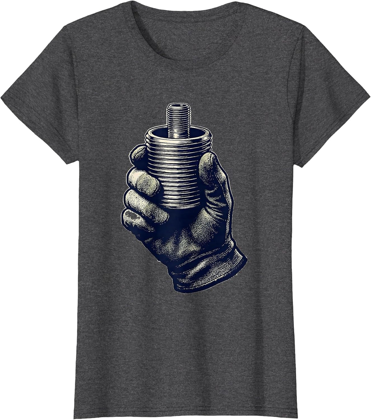 Women's Pipe Coupling Funny Plumber Pipefitter Occupational Humor T-Shirt - Dark Heather Grey