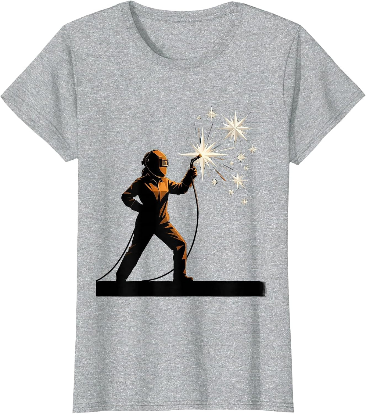 Labor Day Woman Welder Sparks Flying Graphic T-Shirt - Heather Grey