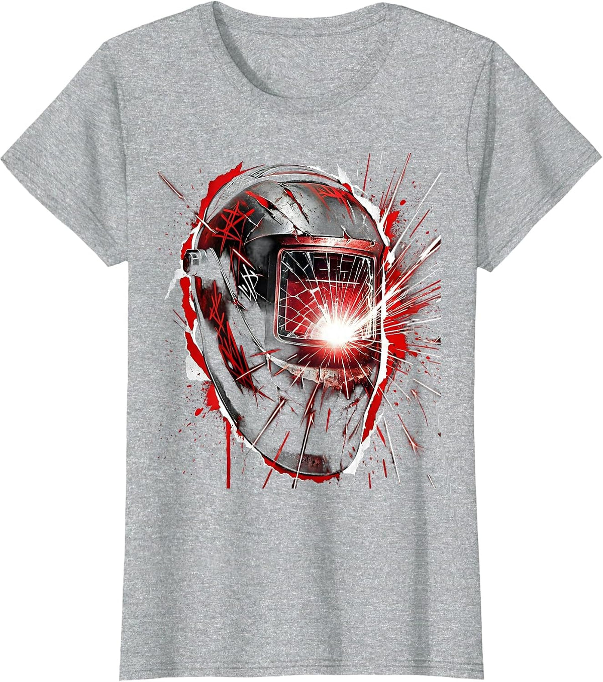 Welder Masked Face Arc Flash Graphic T-Shirt - Heather Grey
