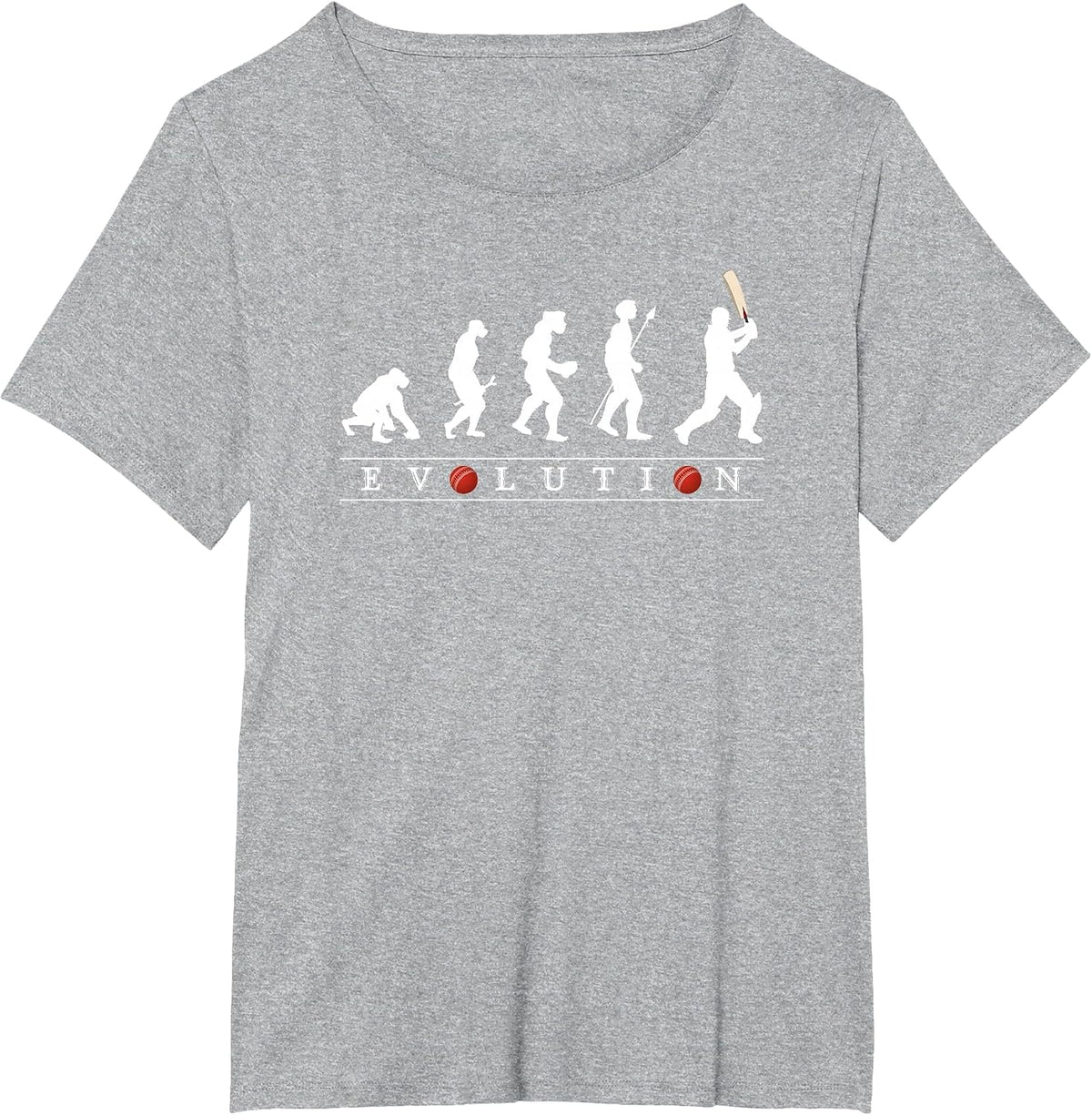 Funny Cricket Evolution T-Shirt - Heather Grey