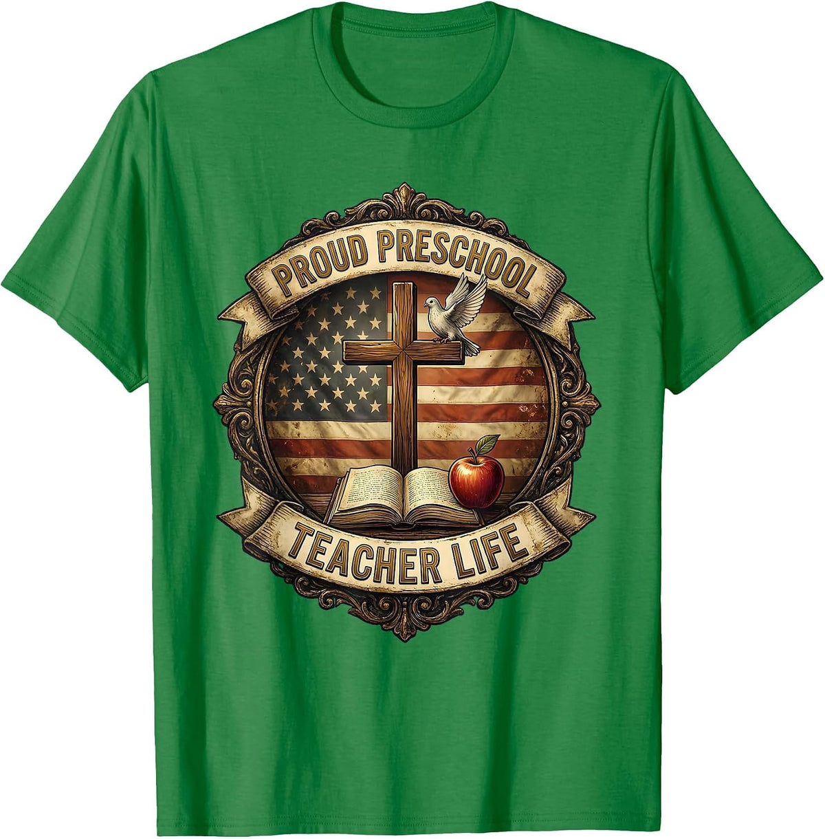Men's Proud Preschool Teacher Life Educator Design T-Shirt - Kelly Green