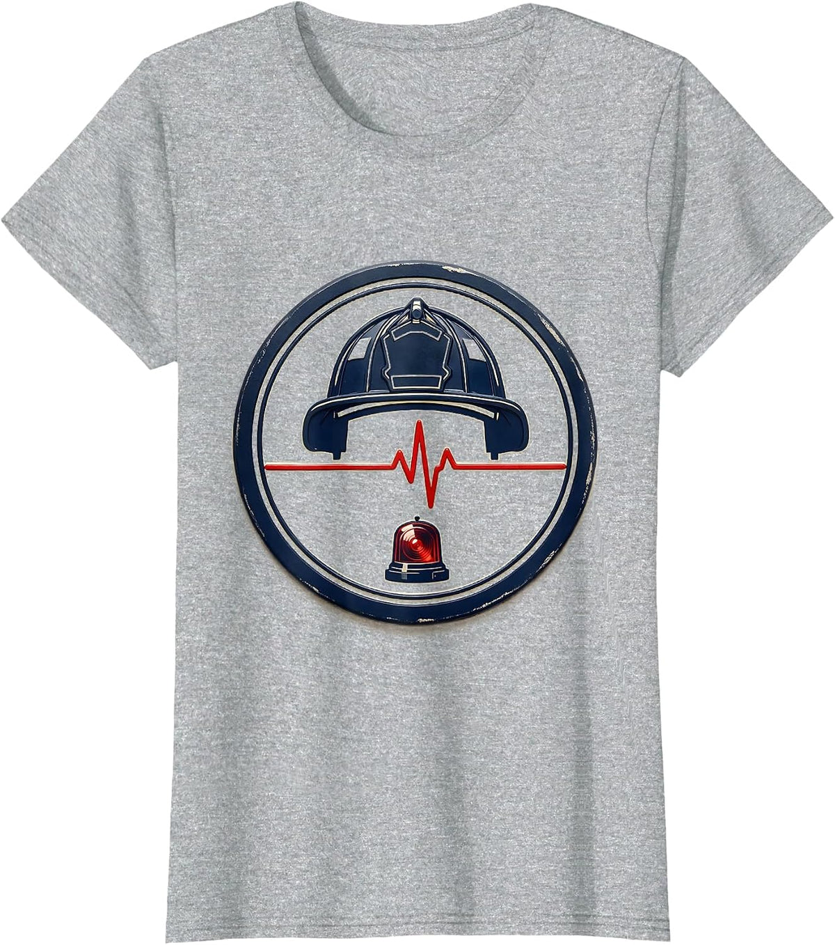 Women's Paramedic Badge ECG Pulse Line Humor EMS Worker T-Shirt - Heather Grey