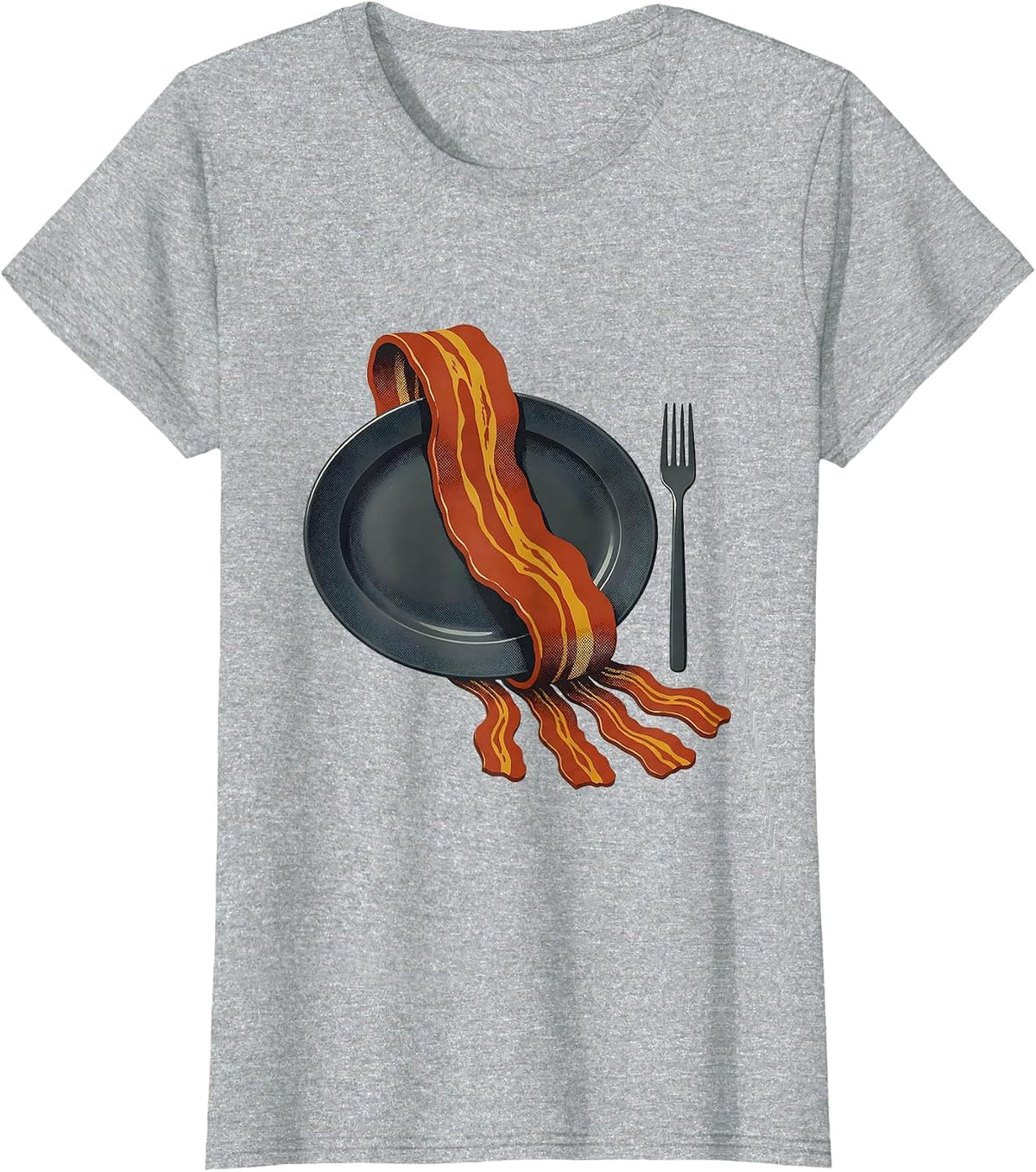 Oversized Bacon Ribbon Midcentury Modern Foodie Humor T-Shirt - Heather Grey