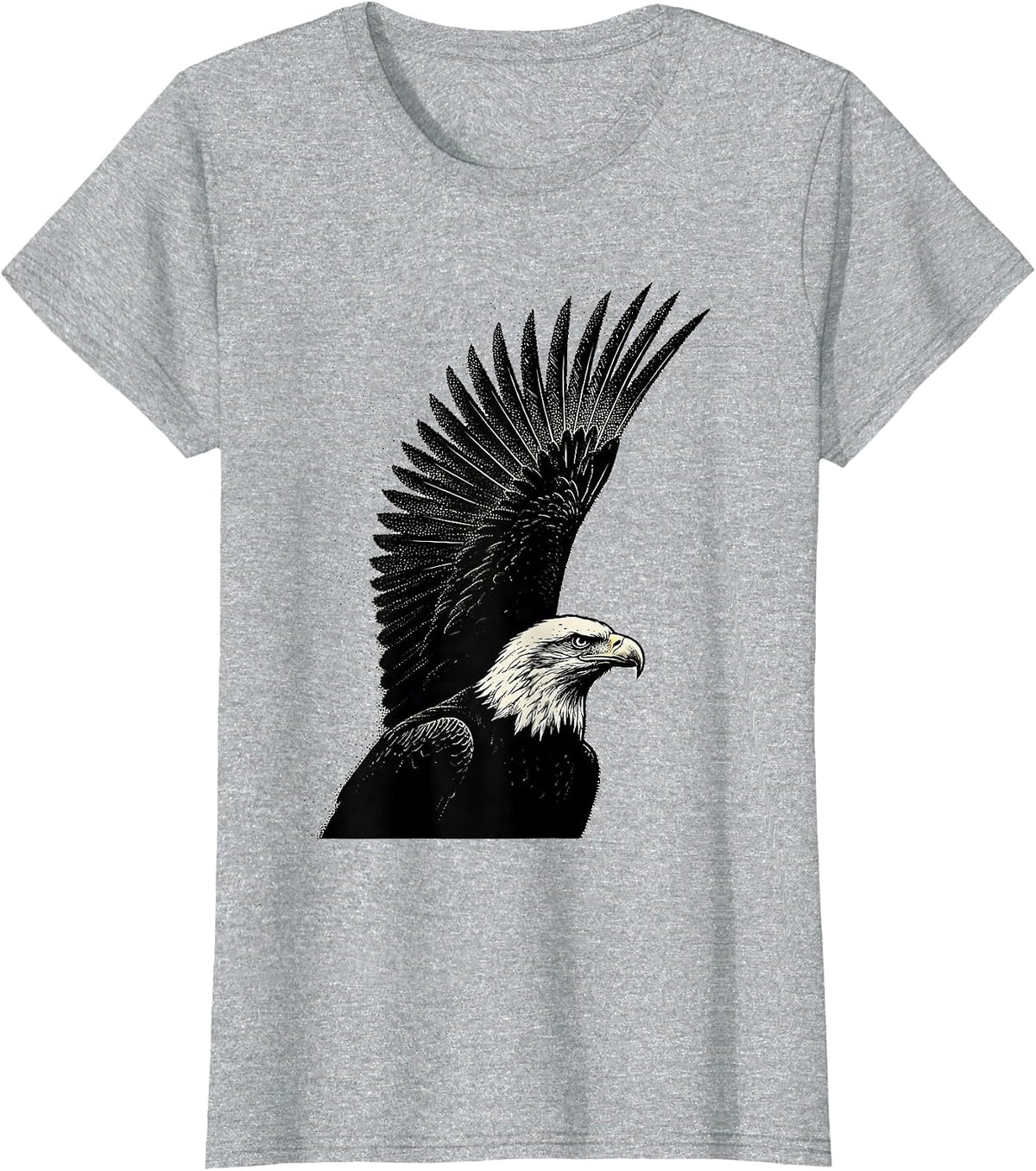 Bald Eagle Climbing Dotwork Eagle Lover Pride T-Shirt - Heather Grey