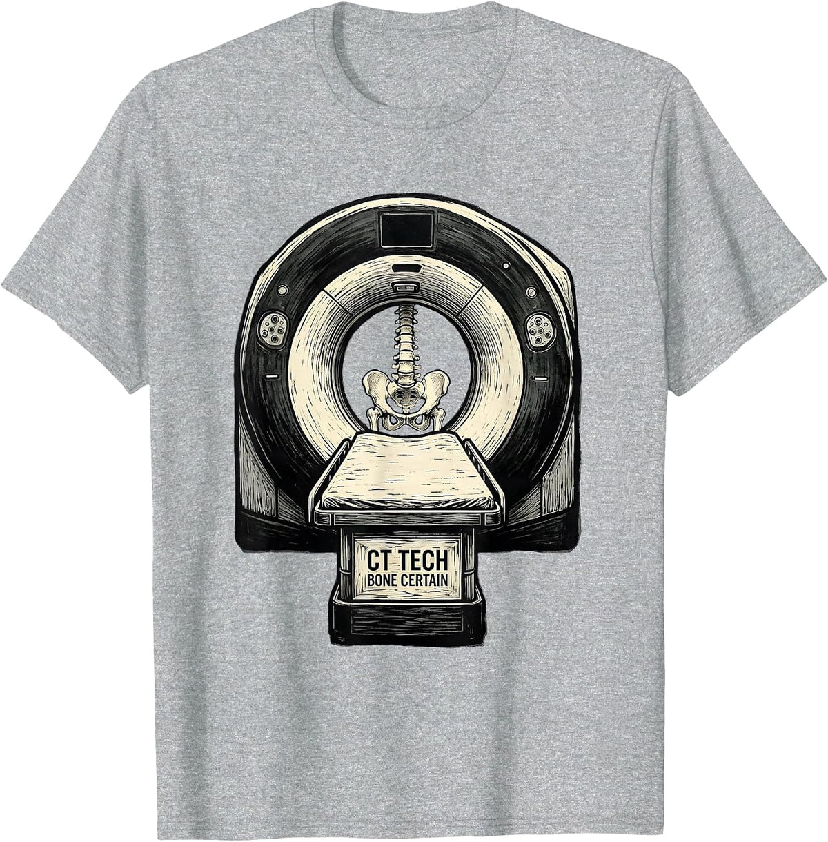 Men's CT Tech Bone Certain Funny Radiology Technologist Humor T-Shirt - Heather Grey