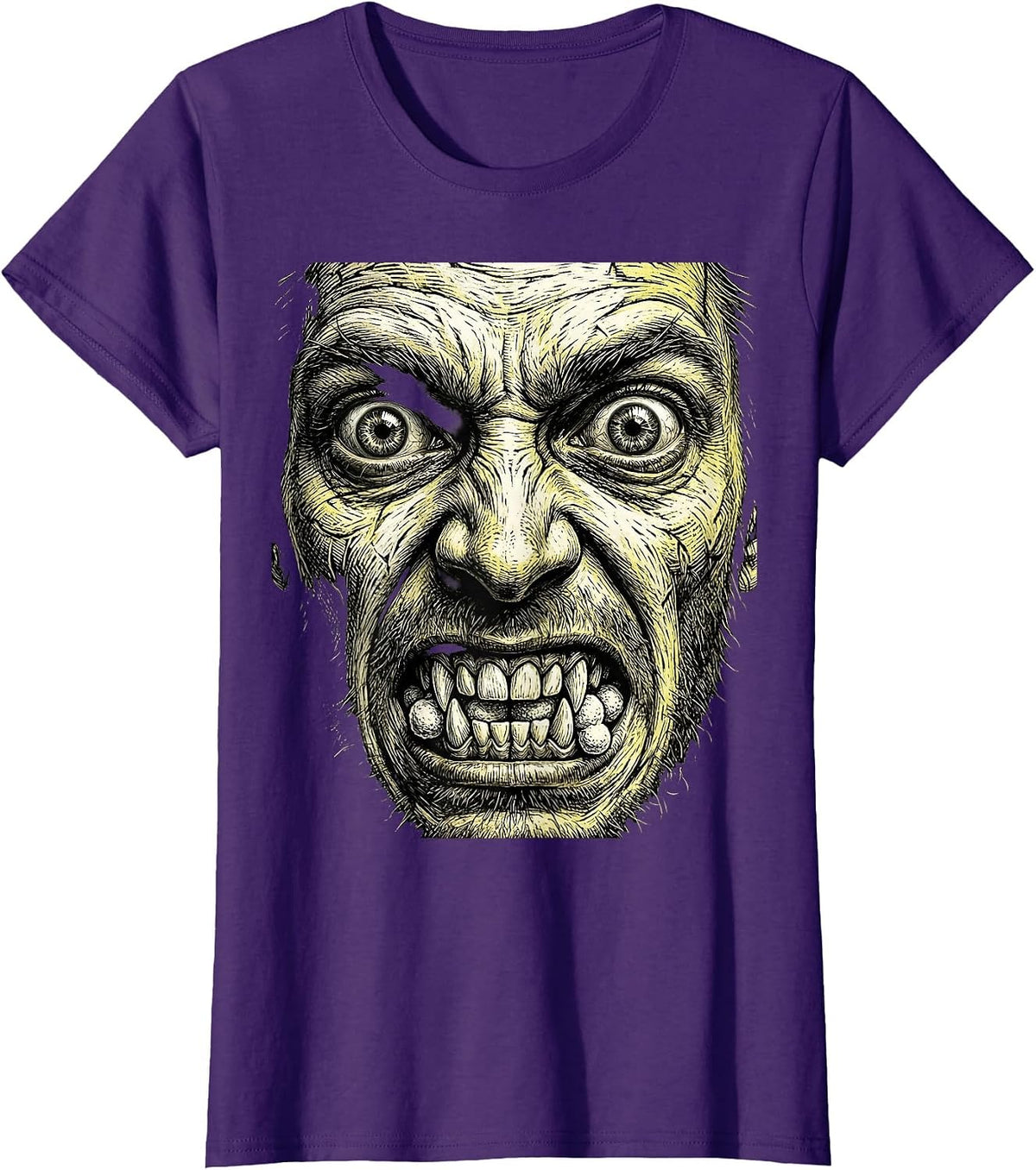 Women's Foaming Mouth Wild Eyes Rabies Graphic T-Shirt - Purple