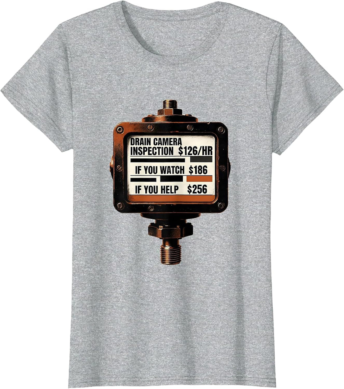 Drain Camera Inspection Funny Plumber Gift T-Shirt - Heather Grey