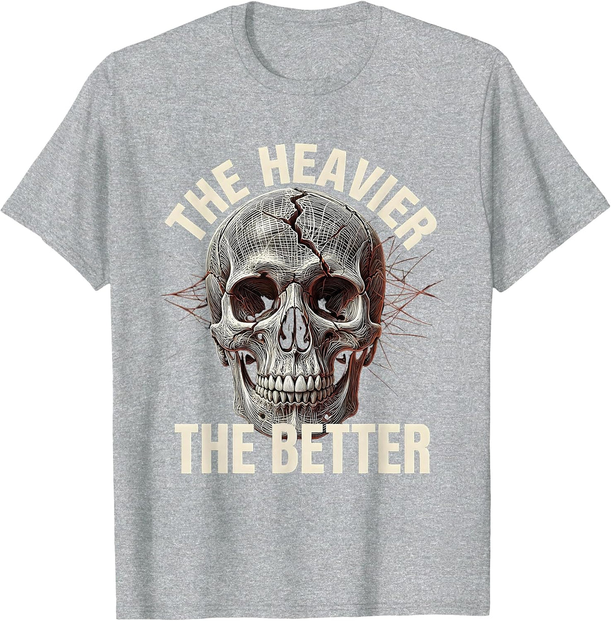 Men's The Heavier The Better Death Metal Design T-Shirt - Heather Grey