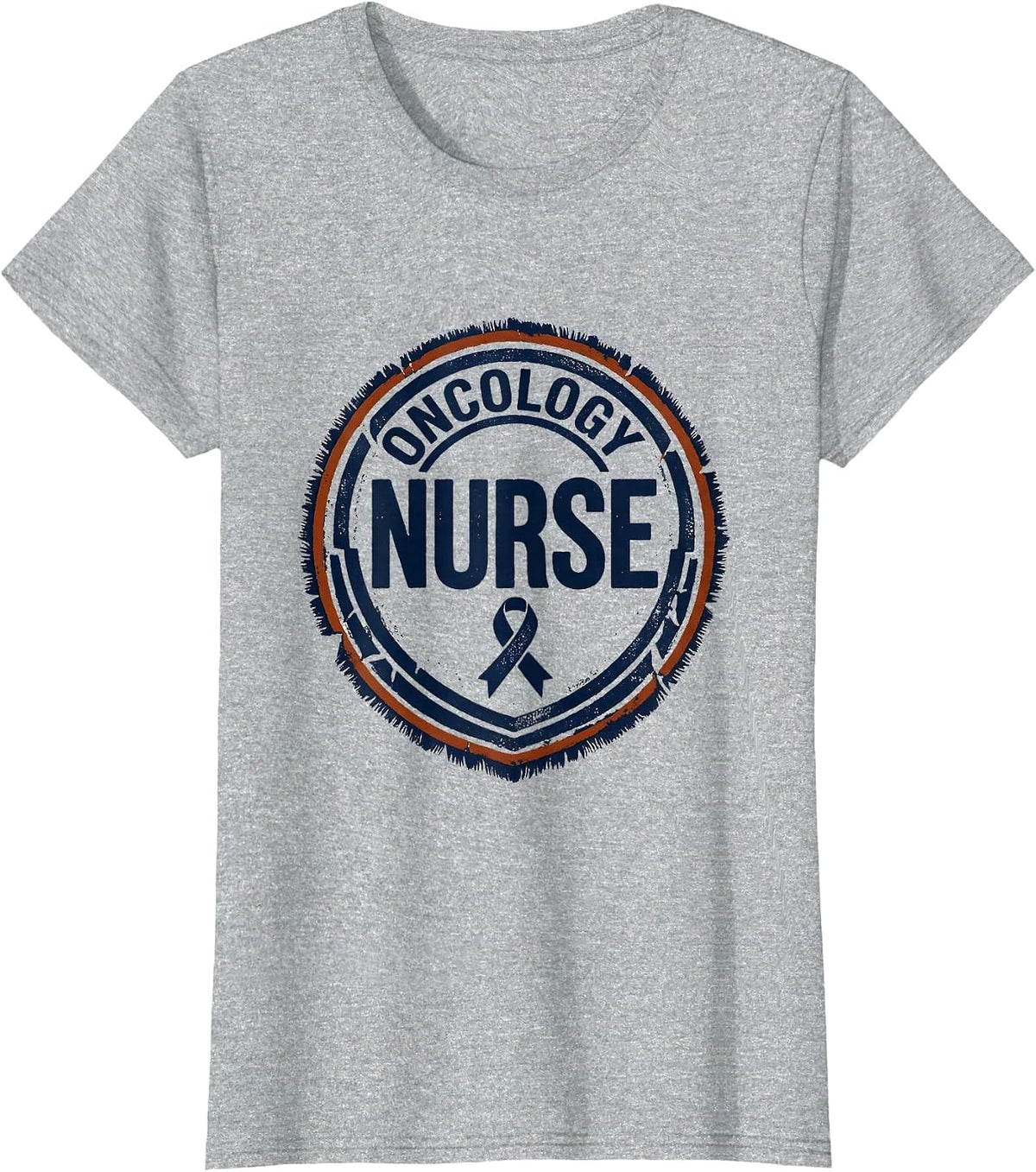 Oncology Nurse Rubber Stamp Healthcare Professional Gift T-Shirt - Heather Grey
