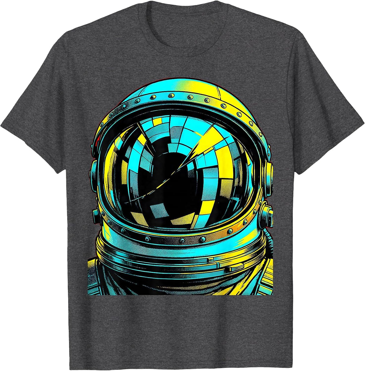 Men's Astronaut Helmet Visor Reflecting 6 7 T-Shirt - Dark Heather Grey