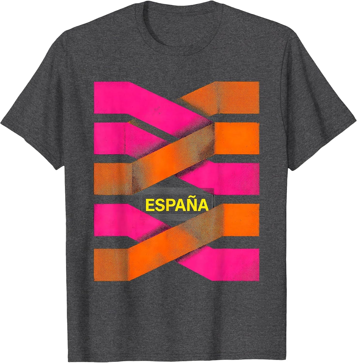 España Risograph Spanish National Pride Barcelona Travel T-Shirt - Dark Heather Grey