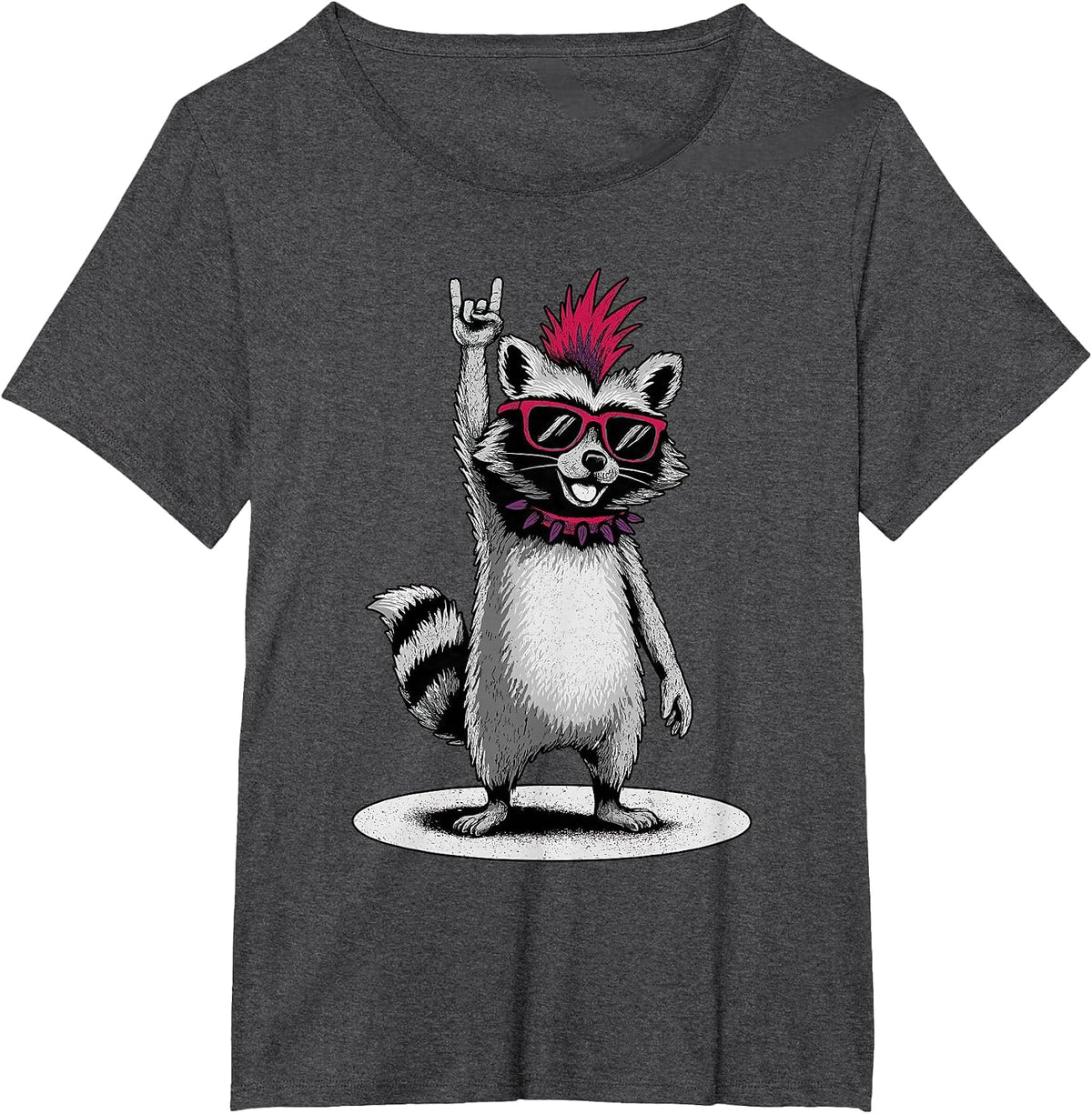 Raccoon Punk Rock and Roll Men Kids Women Funny Raccoon T-Shirt - Dark Heather Grey