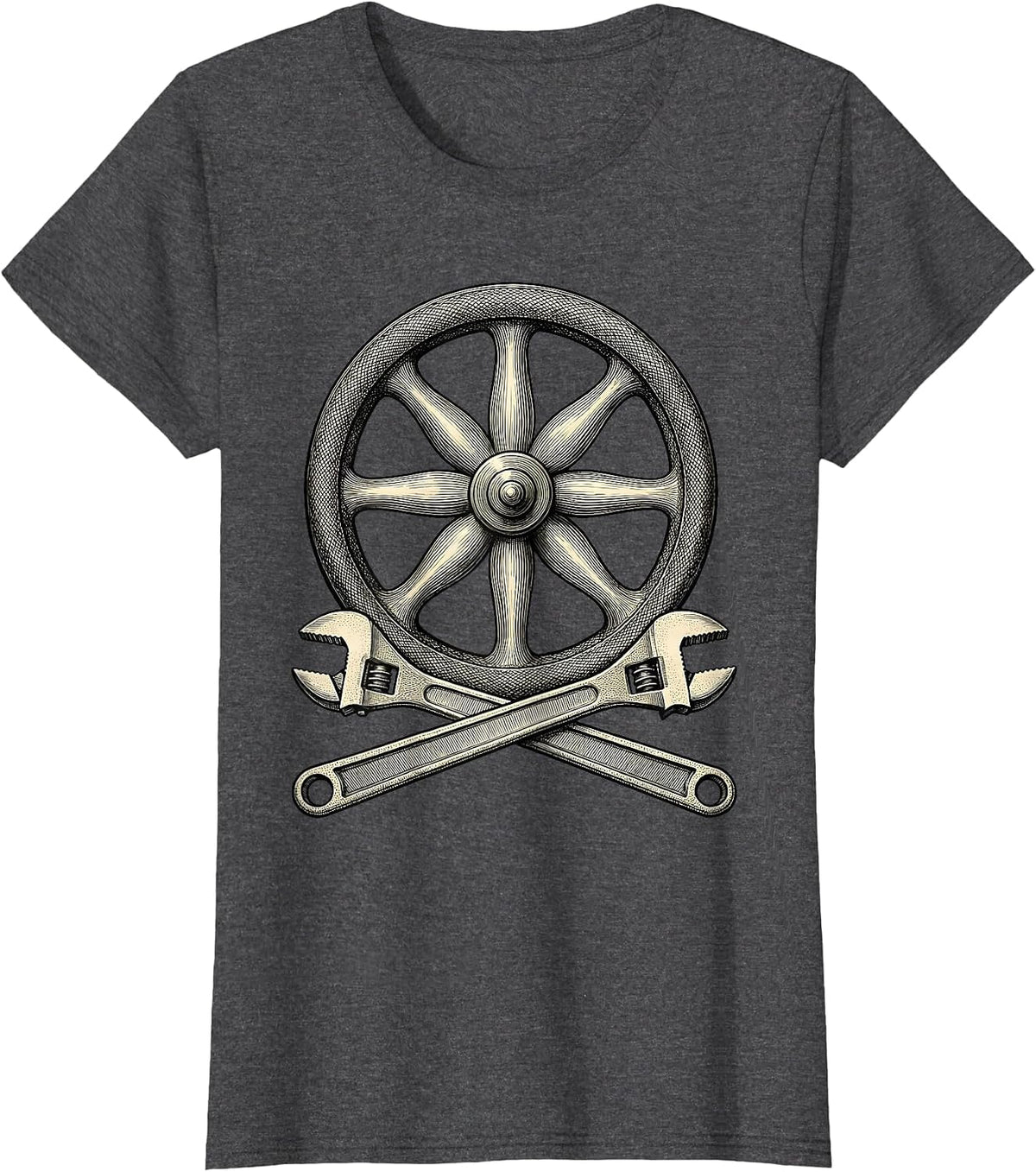 Women's Valve Wheel Plumbers Funny Pipefitter Occupation Humor T-Shirt - Dark Heather Grey
