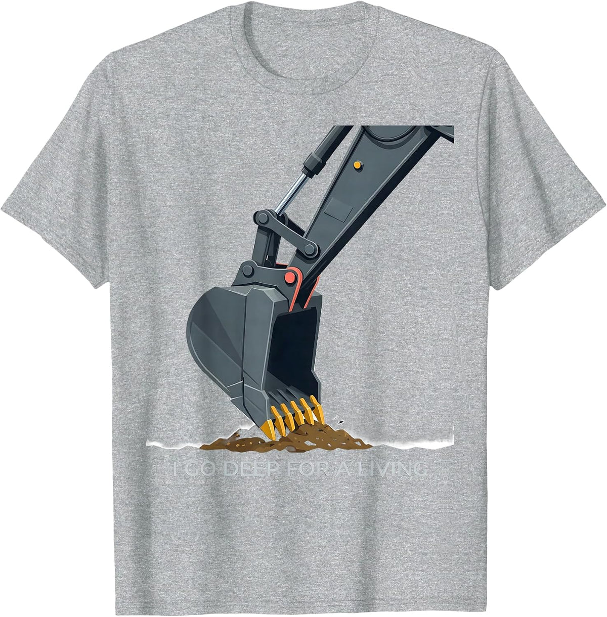Men's I Go Deep For A Living Funny Excavator Operator Heavy T-Shirt - Heather Grey